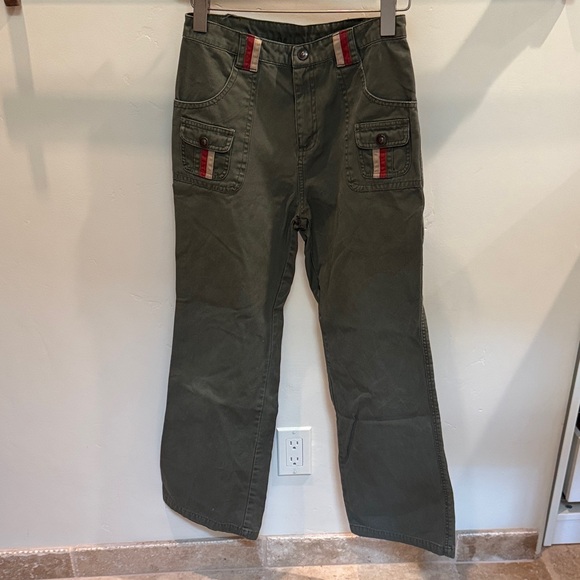 Mary-Kate And Ashley Other - Girls Mary-Kate and Ashley Olive Green Pants with Red & Cream Ribbon Accents
